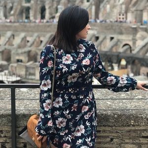 AX Paris Floral Shift Dress with Crochet Waist